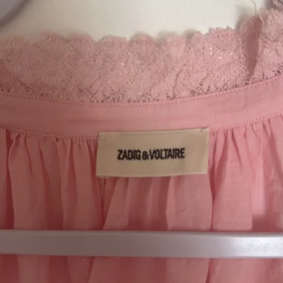 ZADIG & VOLTAIRE Theresa Soft Pink Lace Blouse - Picture 2 of 5